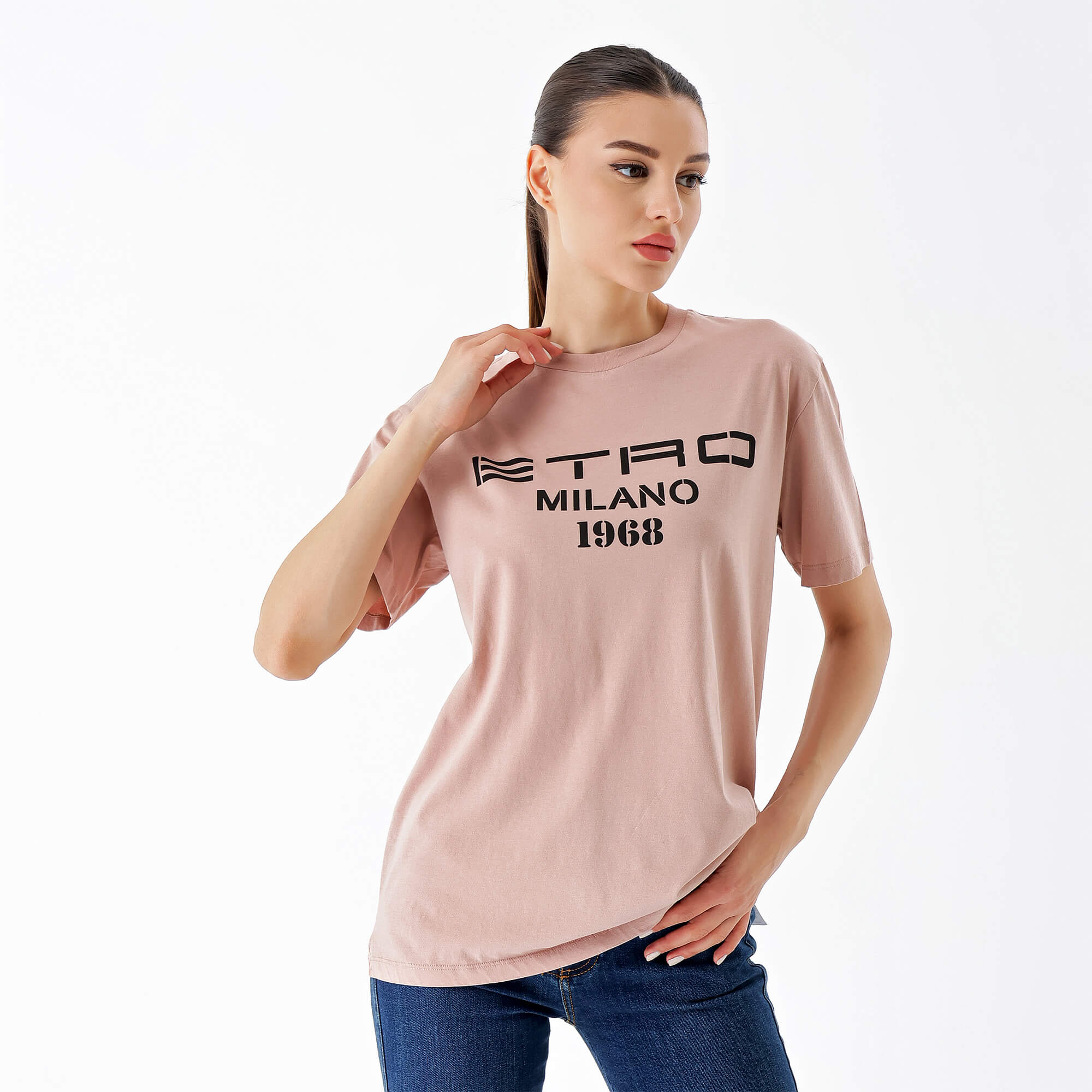 Etro-Nude Cotton with Milano 1968 Logo Printed TShirt